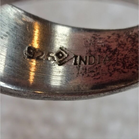 India 925 Hammered Silver Ring w/ Copper Accent Size 7 - Picture 6 of 7